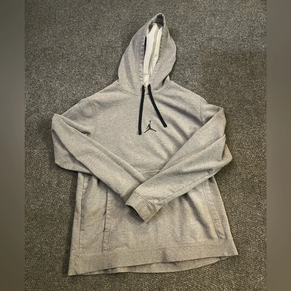 Jordan Heather Gray Hoodie with Black Jumpman
